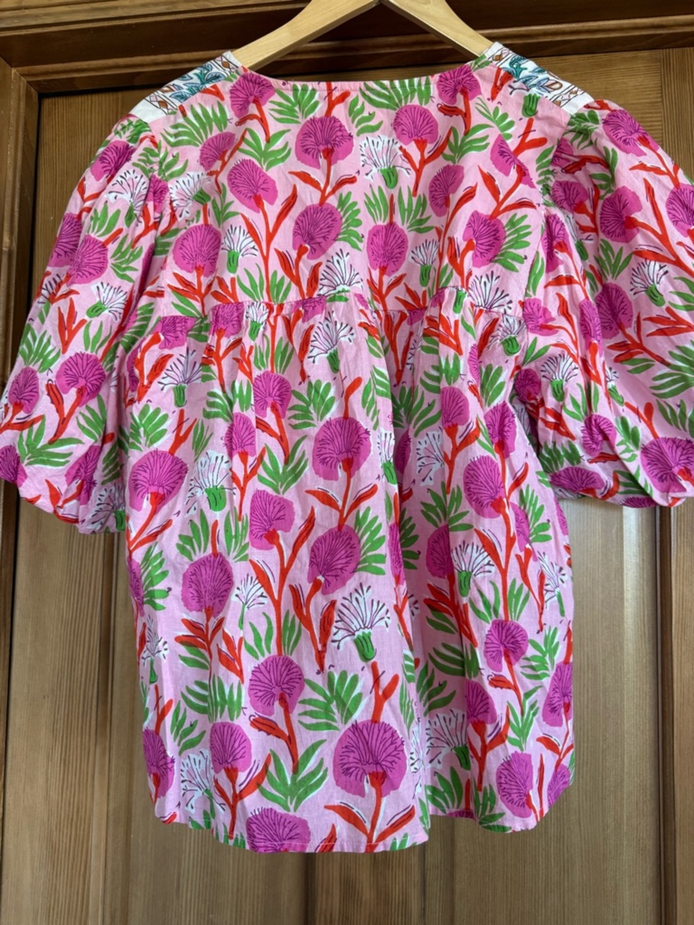 THML Pink Floral Embroidered Peasant Blouse - Picture 4 of 4